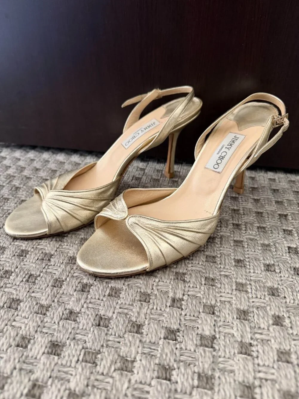 Jimmy Choo - Metallic gold ruched slingback sandals - Picture 5 of 5